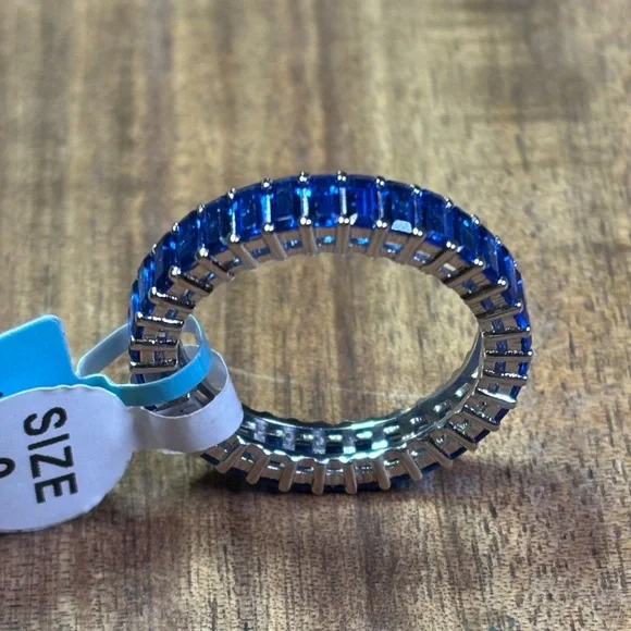 Sterling Silver Blue Sapphire Spinel size 9 Ring - Picture 5 of 5